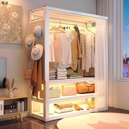 货架衣柜开放式挂衣架简易组装出租房衣橱收纳多层置物架服装货架