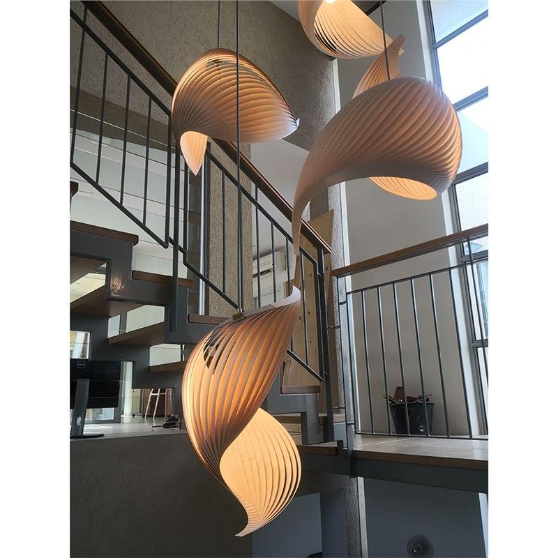 LOFT吊灯日式餐厅创意海螺艺术挑空别墅公寓客厅复式旋转楼梯吊灯