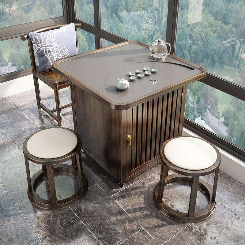 茶桌家用小茶台小型实木带轮茶车阳台小茶桌新中式可移动小茶桌