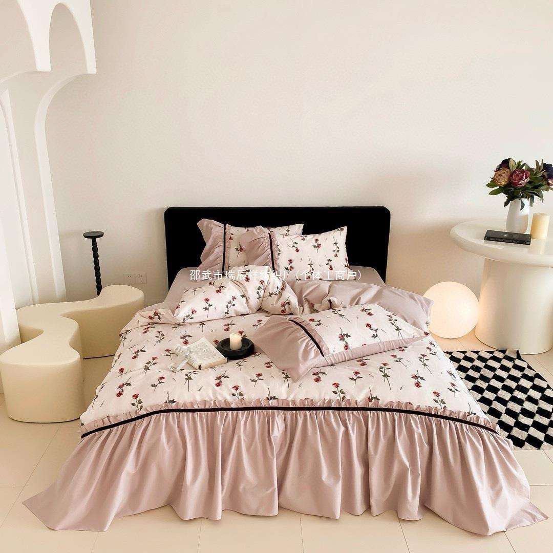 法式复古风四件套磨毛印花边丝绒织带纯棉被套床单床上用品
