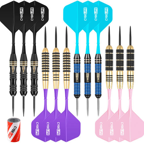 CyeeLife 飞镖工厂 麻靶用纯铜硬式飞镖混搭套装Steel tip darts