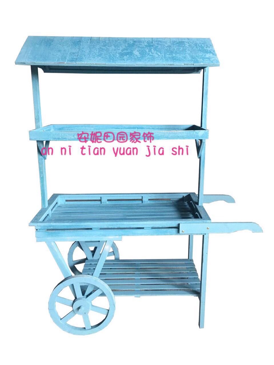 美式复古实木大号手推花车