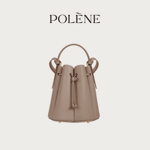 灰色荔枝纹牛皮手提斜挎包Polene