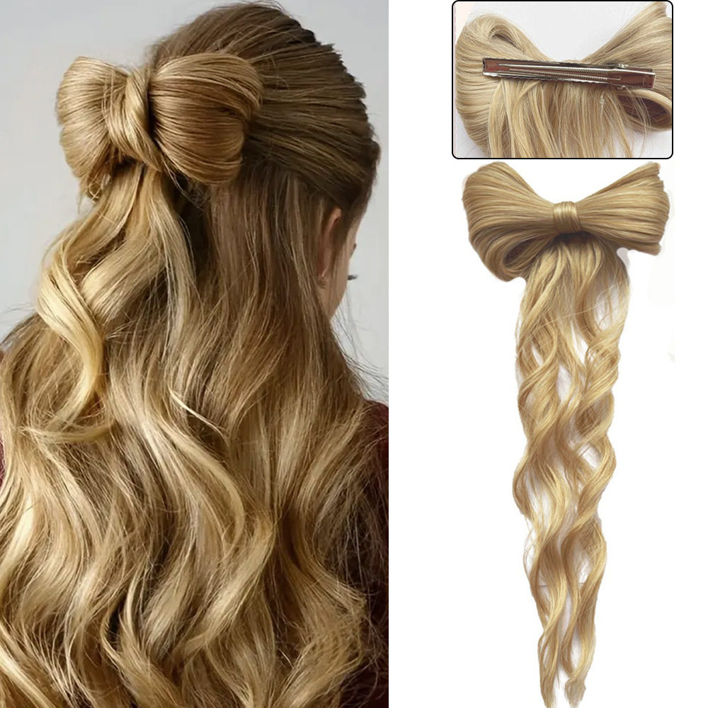 女蝴蝶结半扎人鱼夹发束欧美假发抓夹长卷发马尾辫ponytail,美发护发/假发,马尾,淘宝优惠券,粉丝福利购,淘宝优惠卷