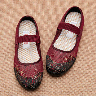 春季新款中老年女鞋老北京布鞋平底妈妈鞋轻便软底老太太鞋奶奶