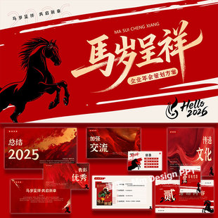 马年ppt模板企业年度总结表彰大会策划方案案例素材ppt