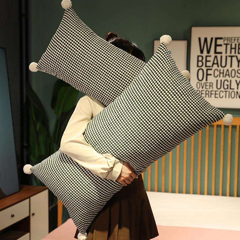 格子双人抱枕简约长方形枕长条睡觉侧睡夹腿孕妇抱睡枕头床上靠枕