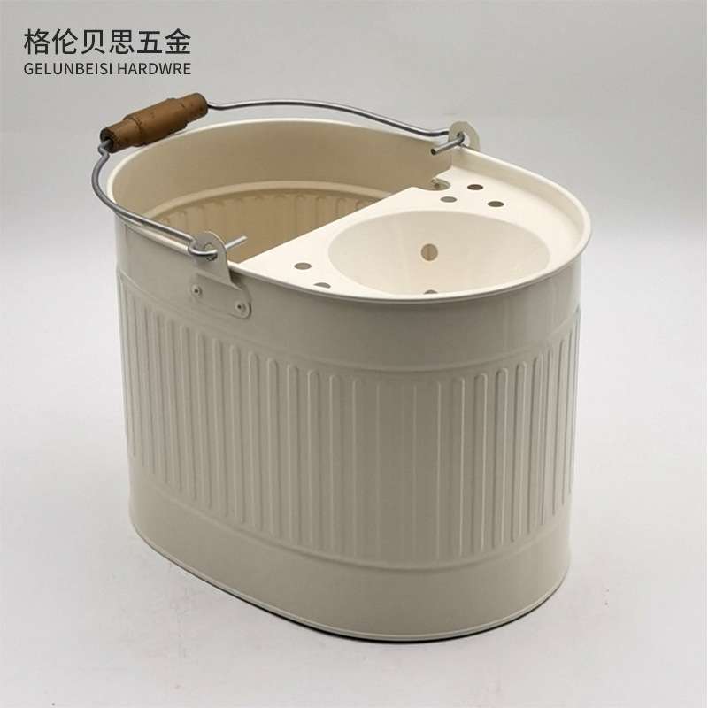 镀锌铁喷塑旋转拧水拖把桶 手提旋挤水桶 手压滤水拖布桶