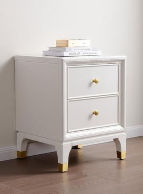 A5L美式轻奢床头柜实木现代简约迷你小型床边柜子卧室窄白色3540c