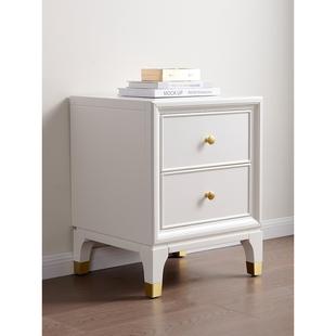 A5L美式 轻奢床头柜实木现代简约迷你小型床边柜子卧室窄白色3540c
