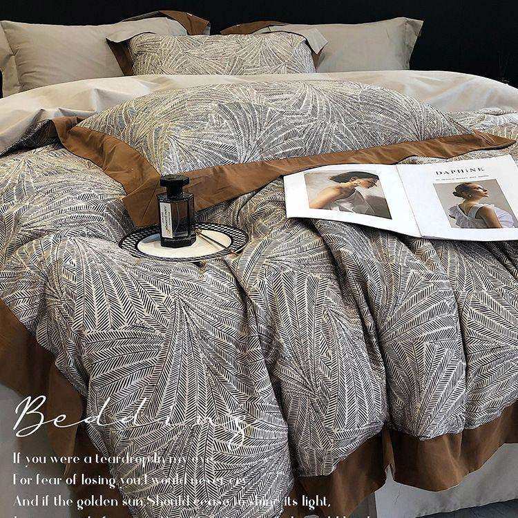 美式高端磨毛四件套纯棉长绒棉100s全棉印花被套轻奢秋冬床上用品