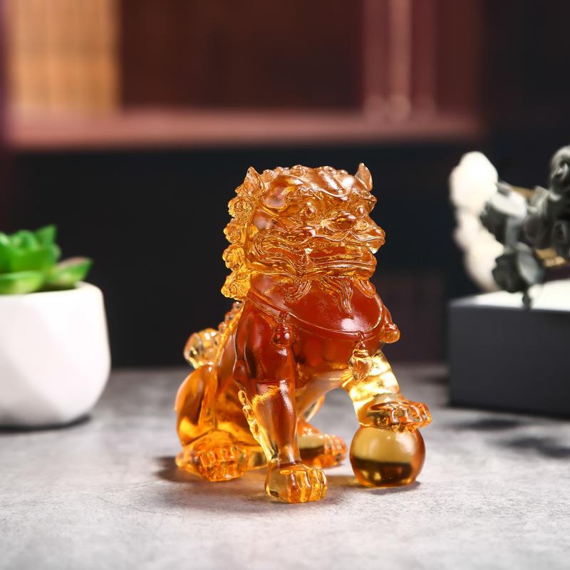 现货供应现代简约风格桌面摆件纸盒包装古法琉璃貔貅摆件