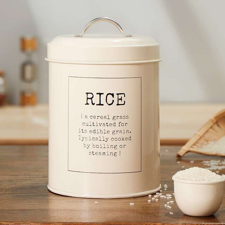 BK9K欧式复古风米桶5斤带密封圈防潮好送米勺圆形小号米桶2.