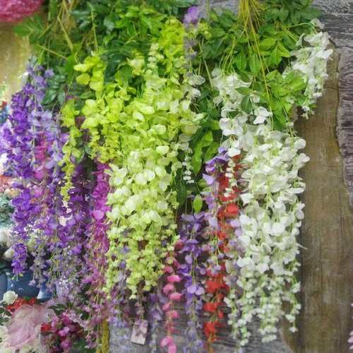 仿真长款紫藤花豆花墙壁悬挂花蔓花藤摄影背景装饰花卉紫藤花