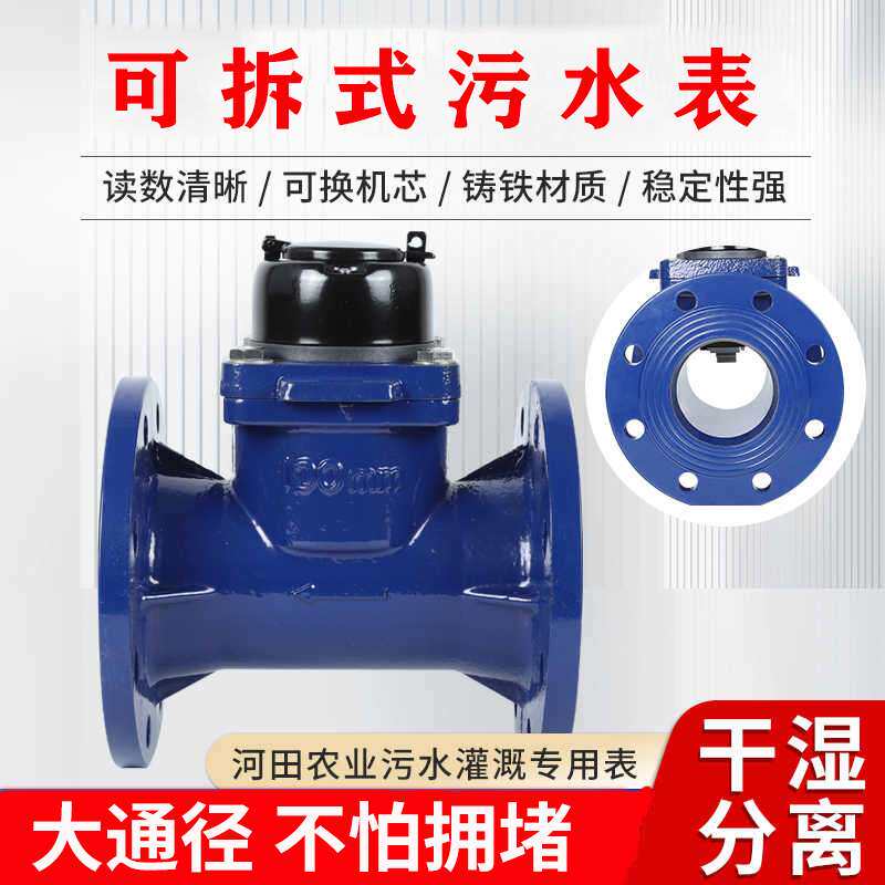 LXLCG农业工业污水灌概大通径污水表 干式可拆式机芯法兰机械水表
