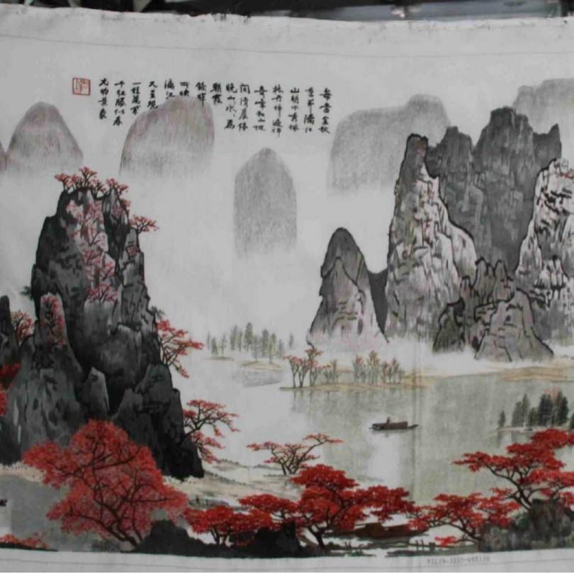 苏绣绣片客厅办公室会客厅装饰画苏州手工刺绣漓江山水生产