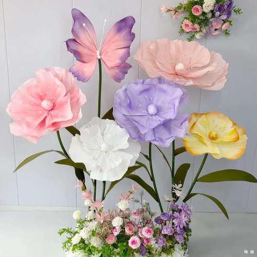 巨型纸艺花立杆装饰花艺纸花虞美人橱窗婚庆仿真假花婚礼婚房