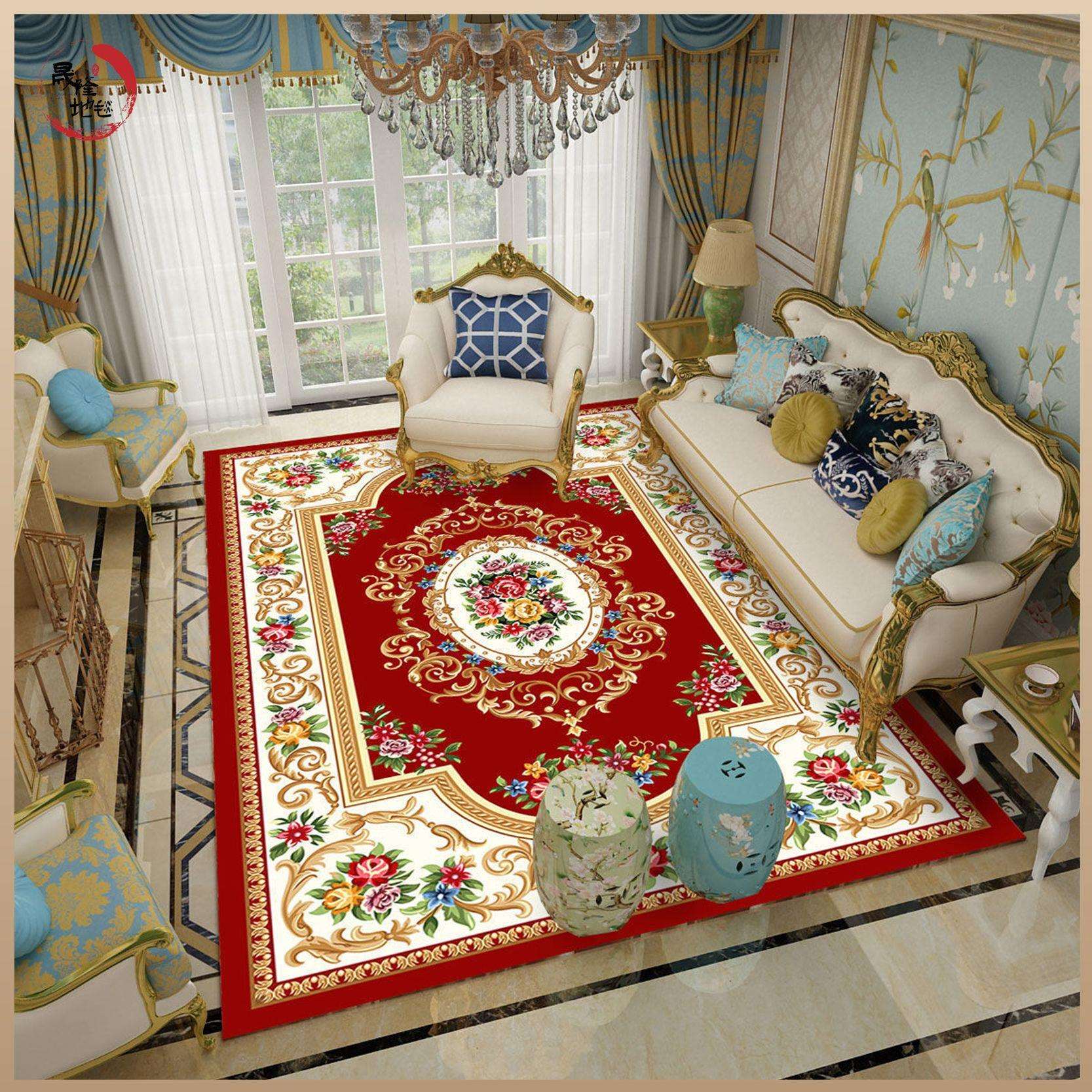 克什米尔客厅地毯客厅垫欧式茶几垫床边沙发卧室满铺家用地垫