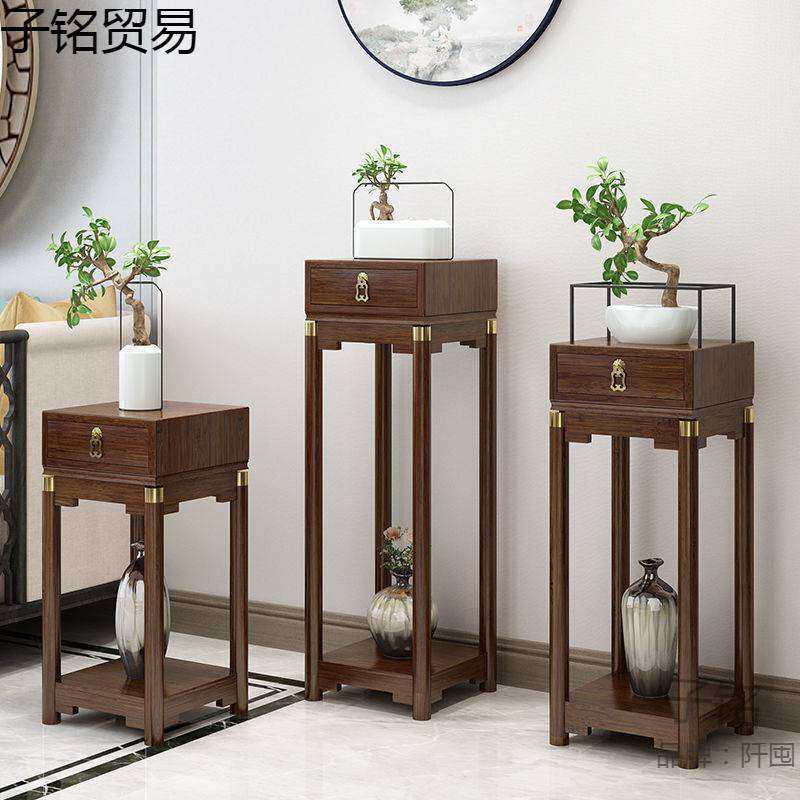 中式花台仿古花盆架竹花架置物架花架子室内客厅花几落地式吊兰架