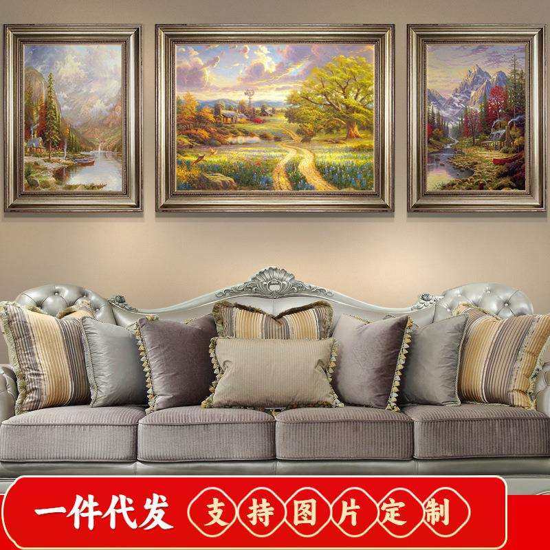 5D钻石画客厅满钻三联画美式乡村风景点贴钻十字绣钻石绣2019新款,特色手工艺,其他特色工艺品,淘宝优惠券,粉丝福利购,淘宝优惠卷