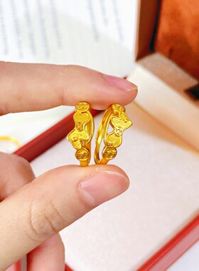 越南沙金招财马上有钱戒指女仿真金高级感百搭生肖马小众轻奢指环