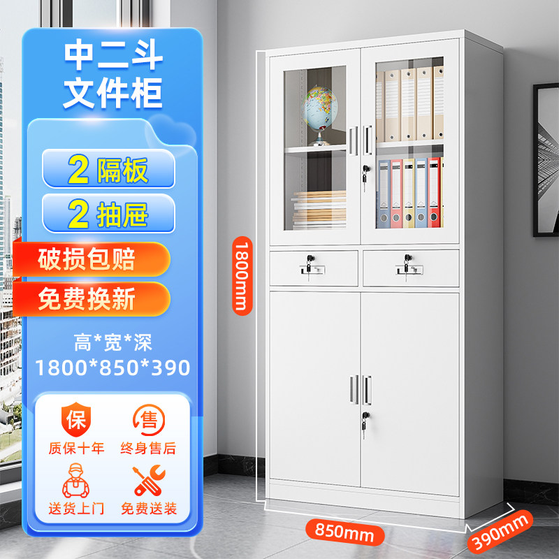 中二斗办公室铁皮文件柜档案资料柜多层财务凭证柜带锁抽屉矮柜子