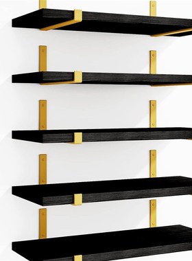 5pcs浴室墙壁木制浮动置物架 实木壁挂置物架 一字搁板壁挂储物架