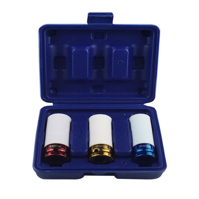 3pc彩色套筒,轮胎保护套筒 汽修组套工具17mm 19mm 21mm 1/2IN