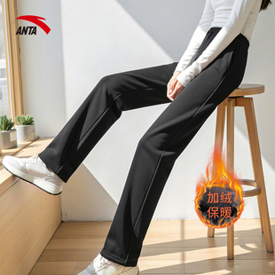 安踏加绒棉裤运动男女同款冬季新款收口保暖直筒休闲正品针织卫裤