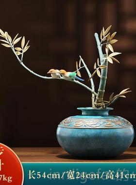 新款大明铜匠节高升竹子件客厅玄关节办公室装摆饰送领导乔迁居礼