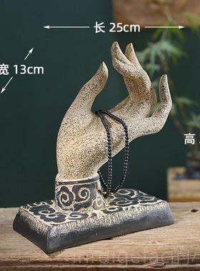 新款禅意中式软装仿古玄关落地底座人造柱样间栈石客茶室布置摆板