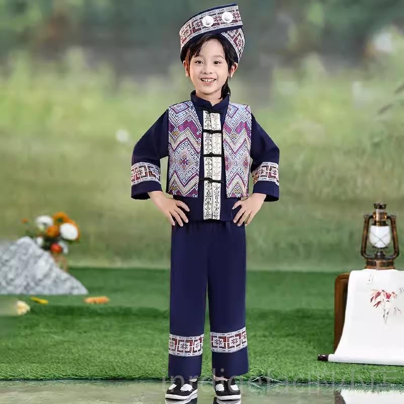 新款新款少民族景颇族演出服装表演儿服童舞蹈合数唱男女童饰短裙