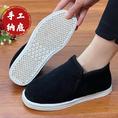 新款棉花千妈层底棉鞋何航冬季手加绒加厚年老人居家中保工暖妈棉