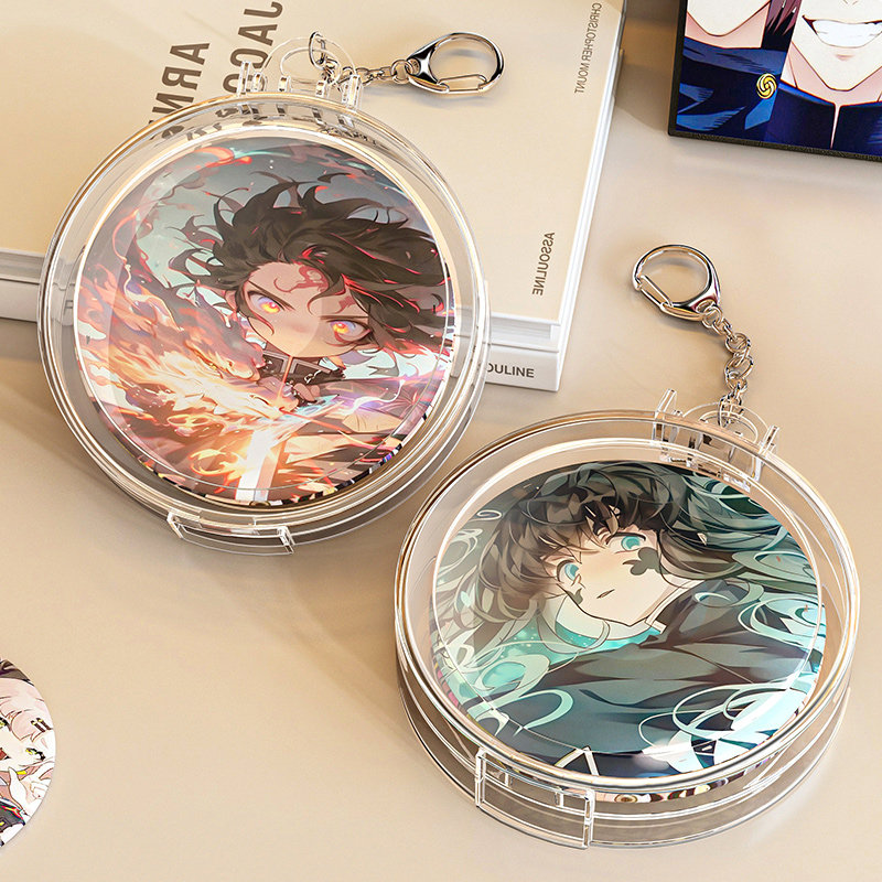 吧唧保护套防尘透明圆形谷美收纳盒5875mm徽章谷子外出挂件吧唧套