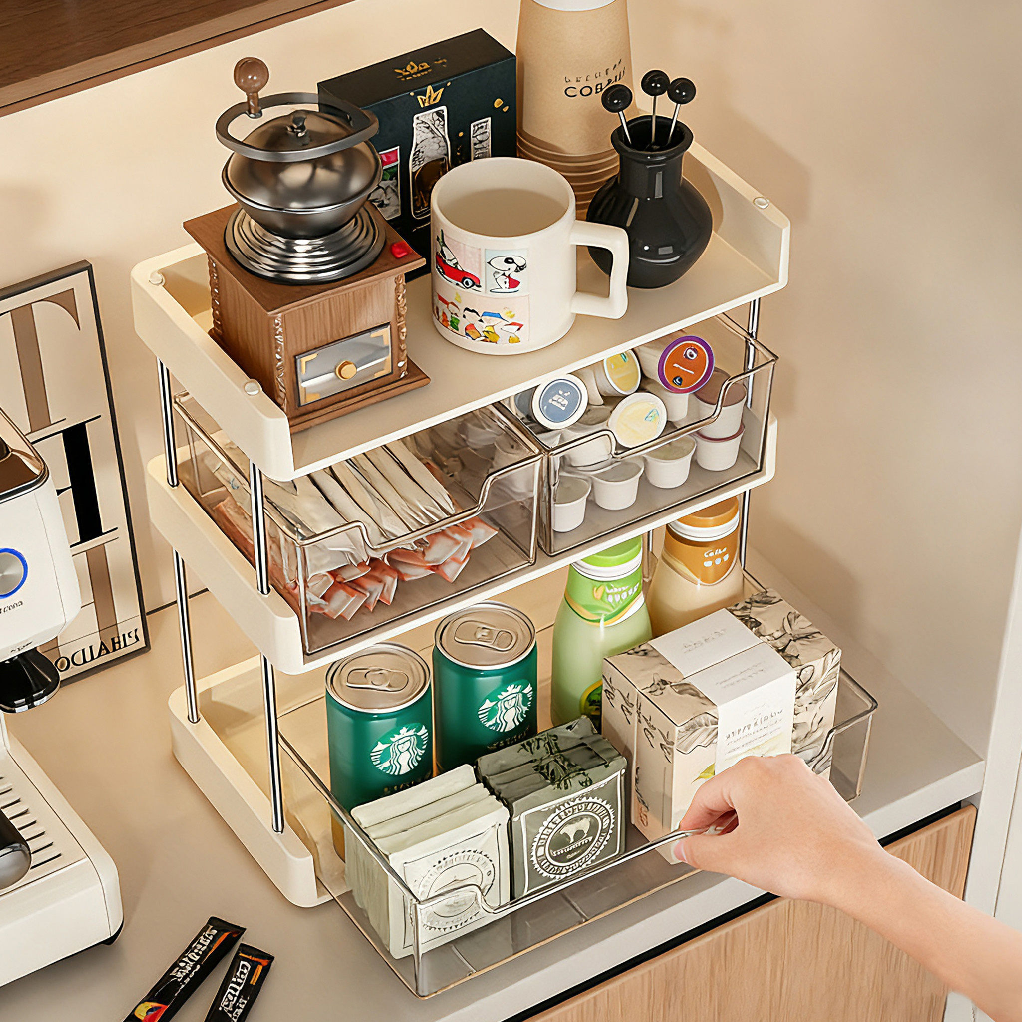茶包收纳盒茶水间桌面咖啡零食架