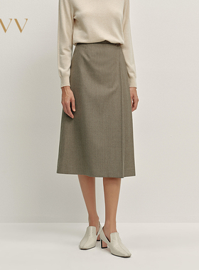 OVV2025秋冬新款精致优雅千鸟格纹A字套西半身裙GTXMJ35103A
