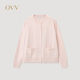 圆领简约长袖 OVV2026春夏新款 丝毛混纺经典 针织外套GWZAJ16005A
