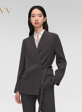 OVV春夏女装三醋酸面料不对称系带戗驳领西服外套GTXEJ14007A