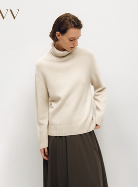 OVV秋冬女装羊毛羊绒混纺可翻折高领舒适长袖针织衫GNZAJ34120A