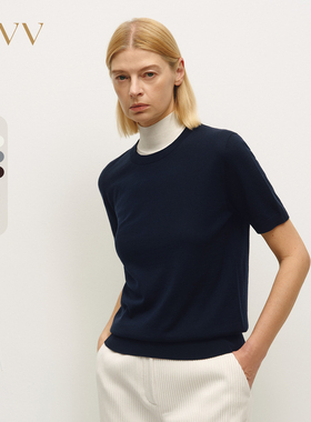OVV秋冬多色简约宽松圆领短袖针织衫GNZBW34002A