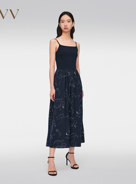【星辰印花系列】OVV春夏新款女装优雅吊带连衣裙GQLDJ24005A