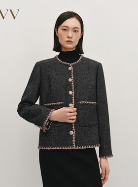 【经典粗花呢】OVV秋冬女装进口面料夹克外套GWJFJ34102A