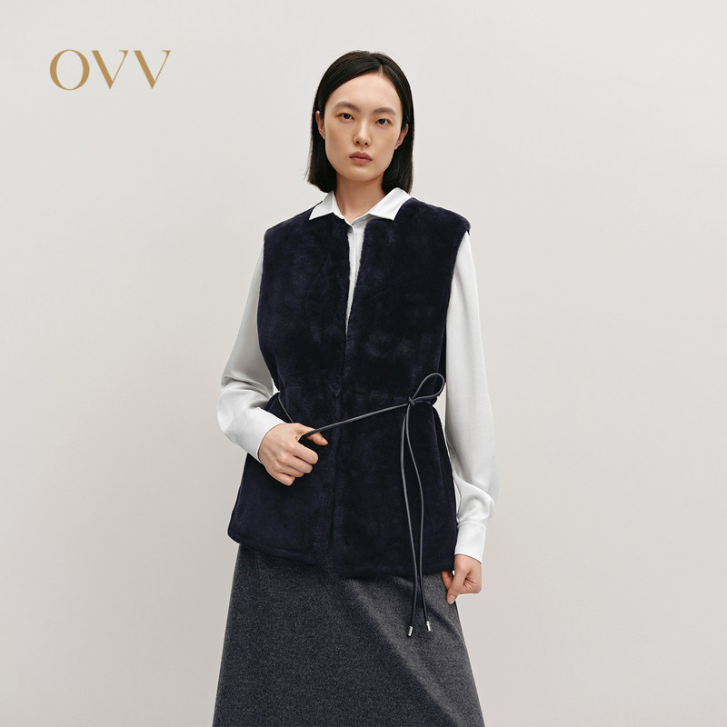 OVV秋冬女装保暖经典高级羊皮皮毛一体马甲背心GWMPJ44101A
