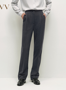 OVV秋冬新款简约利落美丽诺羊毛精致斜纹休闲长裤GKCAW44006A