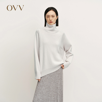 OVV秋冬女装高领保暖舒适粗针阔版长袖休闲羊绒衫GNZRJ44112A