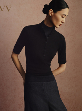 【18针系列】OVV秋冬女装丝棉半高领中袖针织衫GNZBJ34102A