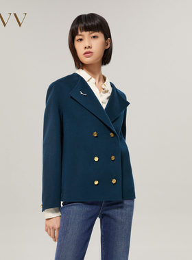 OVV秋冬女装双排扣船锚纽扣海军风羊毛休闲外套GWJFJ32110A