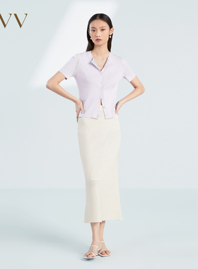 OVV春夏热卖女装新疆棉粗针肌理感挺括针织中长半身裙GQAZJ13001A