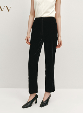 【极夜丝绒】OVV秋冬女装进口面料九分烟管西裤GTXFJ34103A