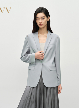OVV春夏热卖女装精纺羊毛平驳领休闲通勤西服外套GWXAJ15006A